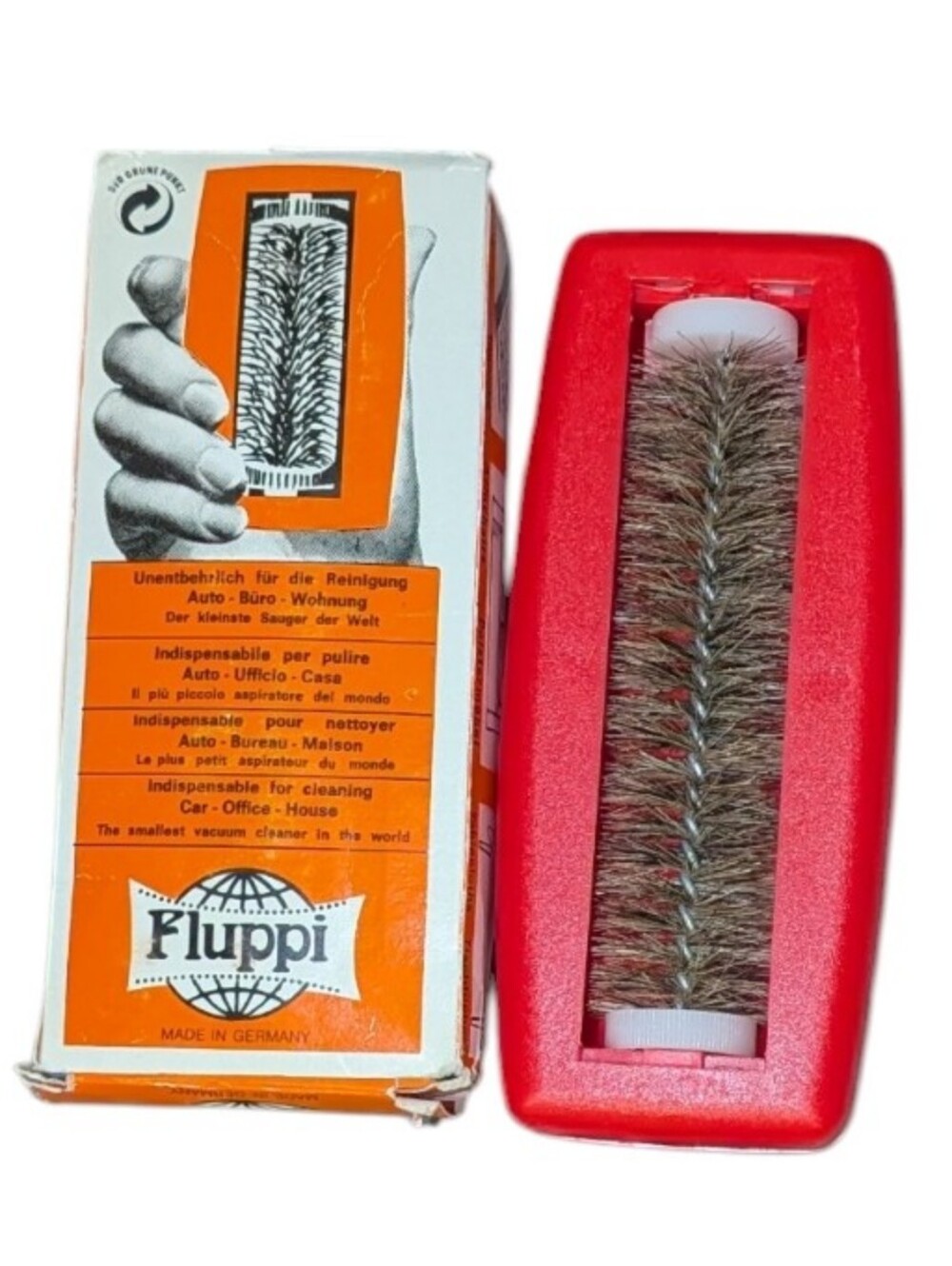 Vintage "Fluppi" Lint and Pet Hair Remover Brush with Original Box